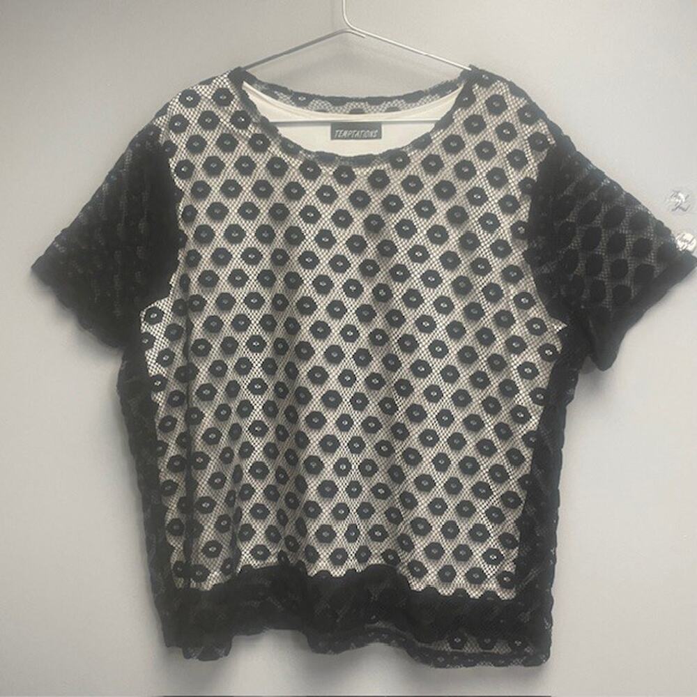 TEMPTATIONS Black Lace With Sheer White Lining Women's Top - Size 3X - USA